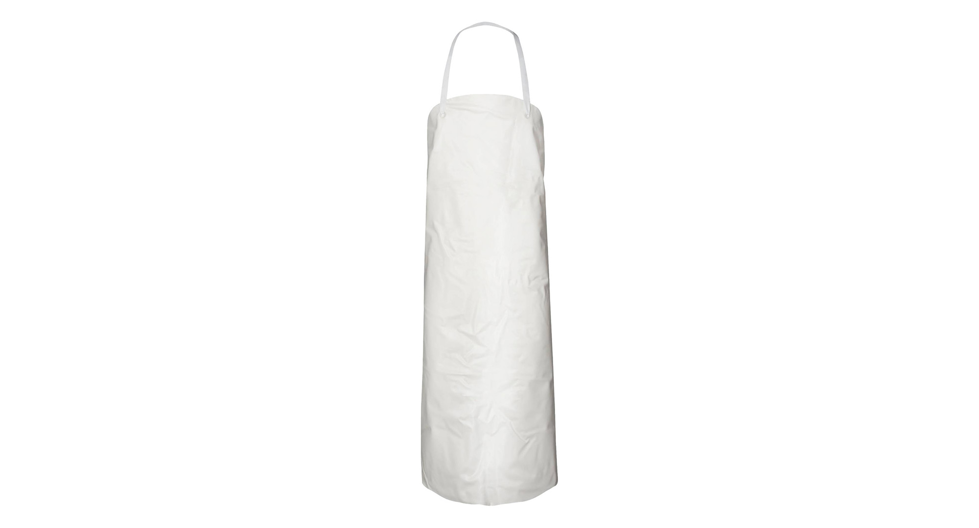 White reusable PVC apron with neck strap