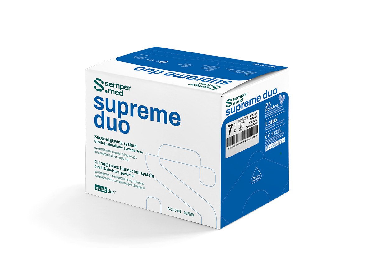 Sempermed® Supreme Duo surgical gloving system carton