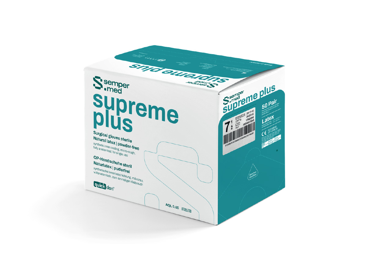 Sempermed® Supreme Plus sterile surgical glove carton