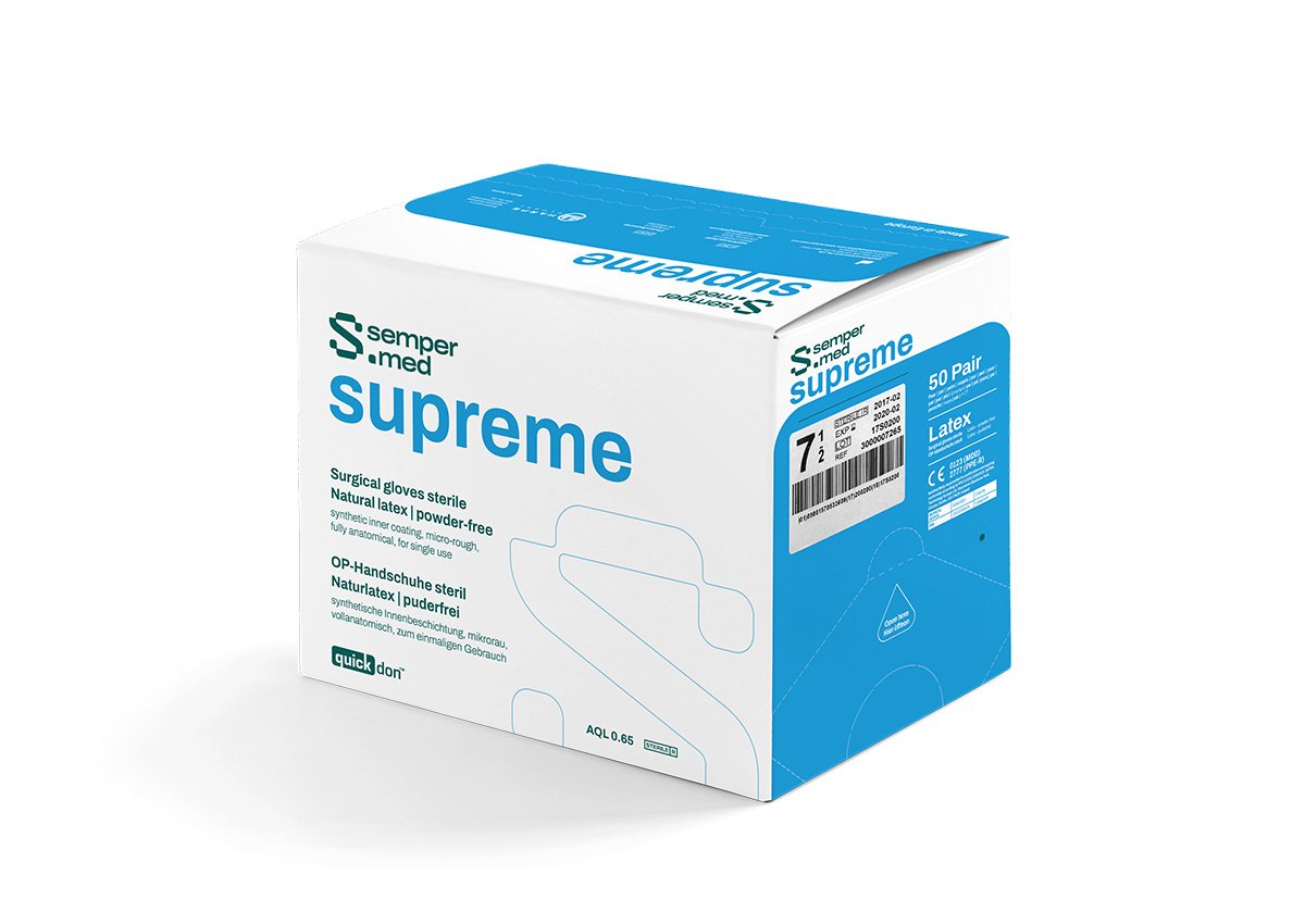 Sempermed® Supreme sterile surgical glove carton