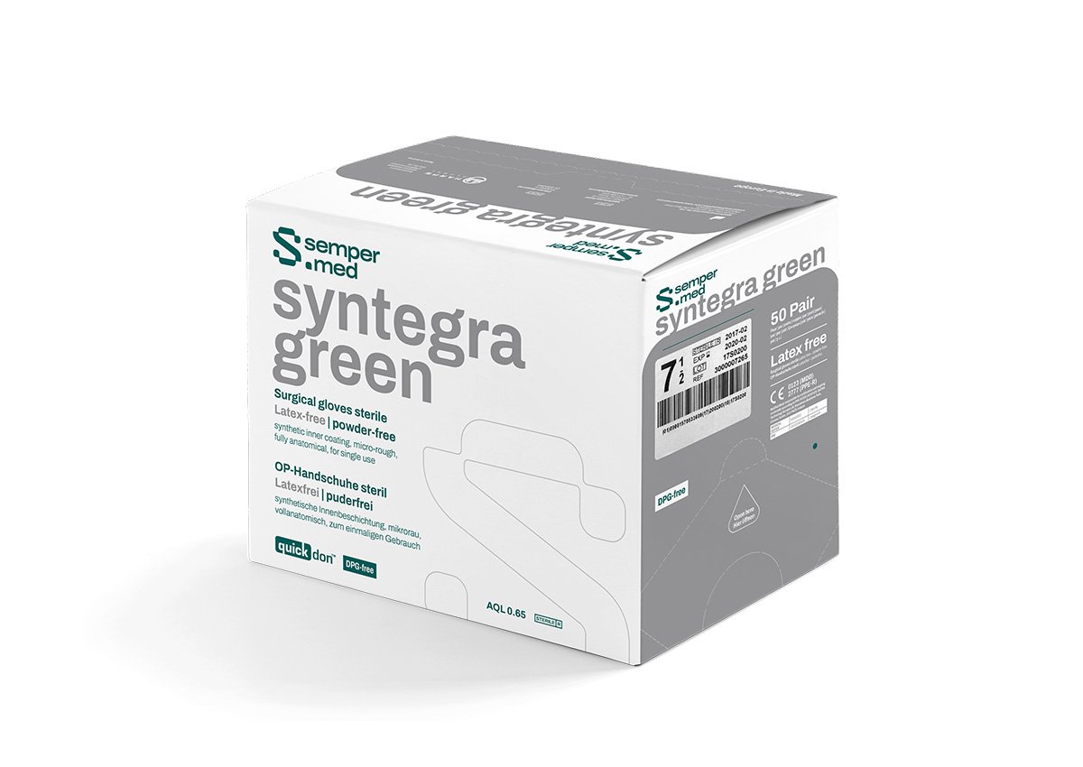 Sempermed® Syntegra Green latex-free surgical glove carton
