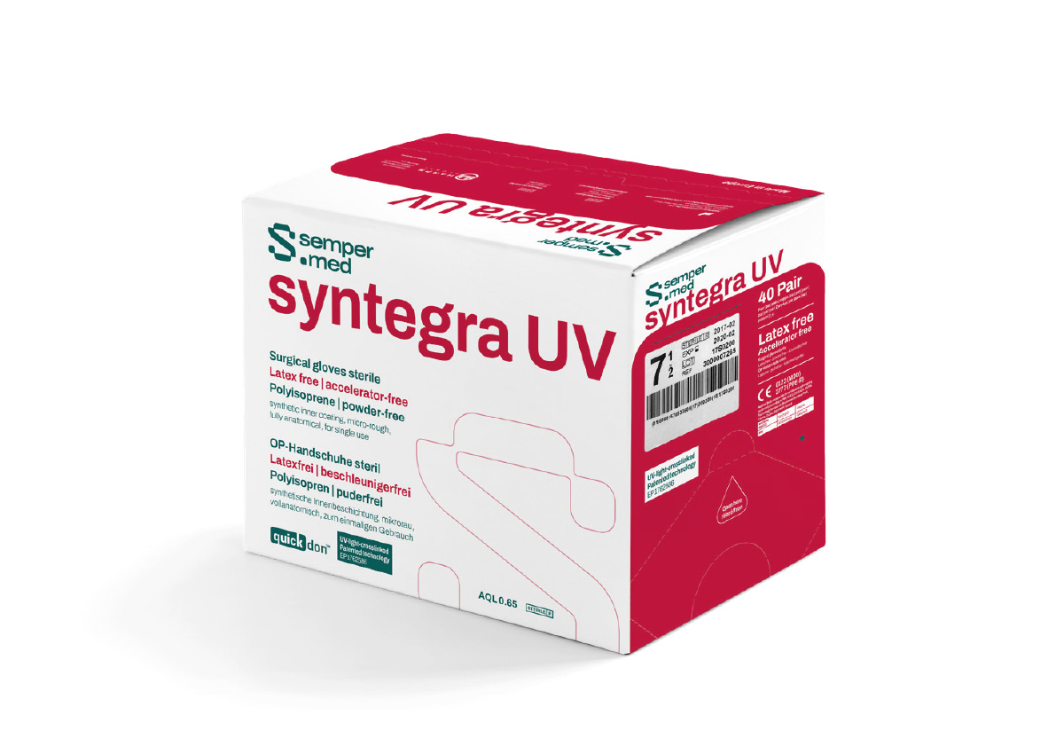 Sempermed® Syntegra UV latex-free surgical glove carton
