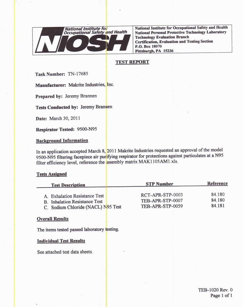 niosh n95 certification