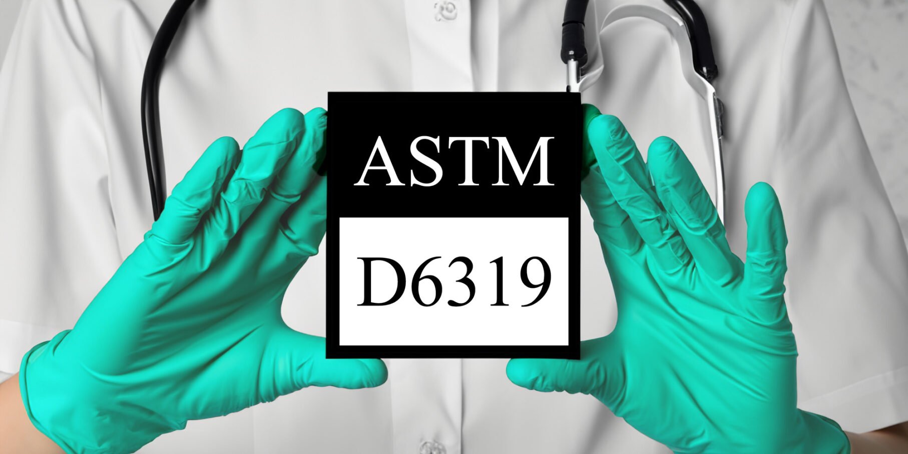 Green gloves holding ASTM D6319 logo