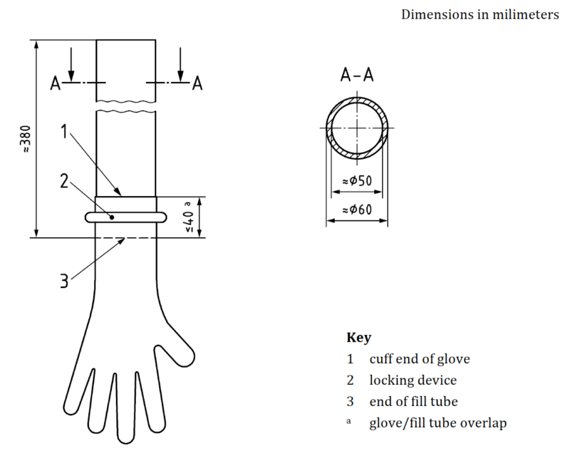 EN455-1 filling tube dimmensions and specifications 