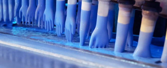 Glove dipping line accelerators